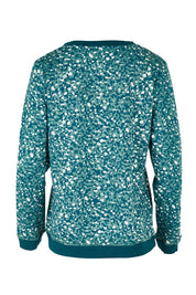 Product shot of the Florrie Crew Neck Sweat in colour Teal (Green), from the back