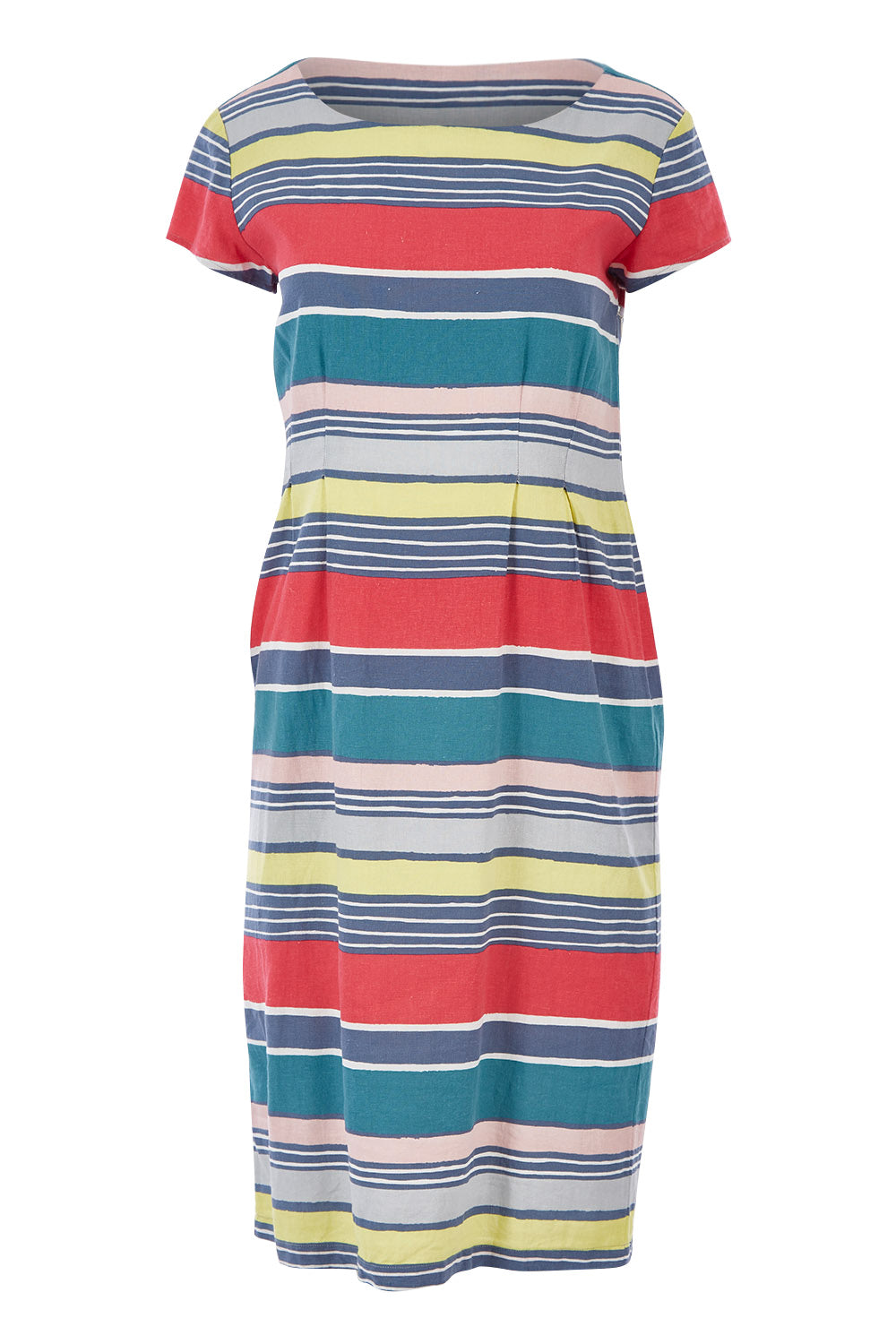 Product shot of the Sandy Bay Dress in colour Stpgreycor (Pink), from the front