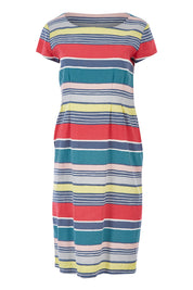 Product shot of the Sandy Bay Dress in colour Stpgreycor (Pink), from the front