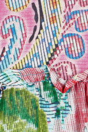 Product shot of the Finch Sleeveless Midi in colour Multi (Blue), detail
