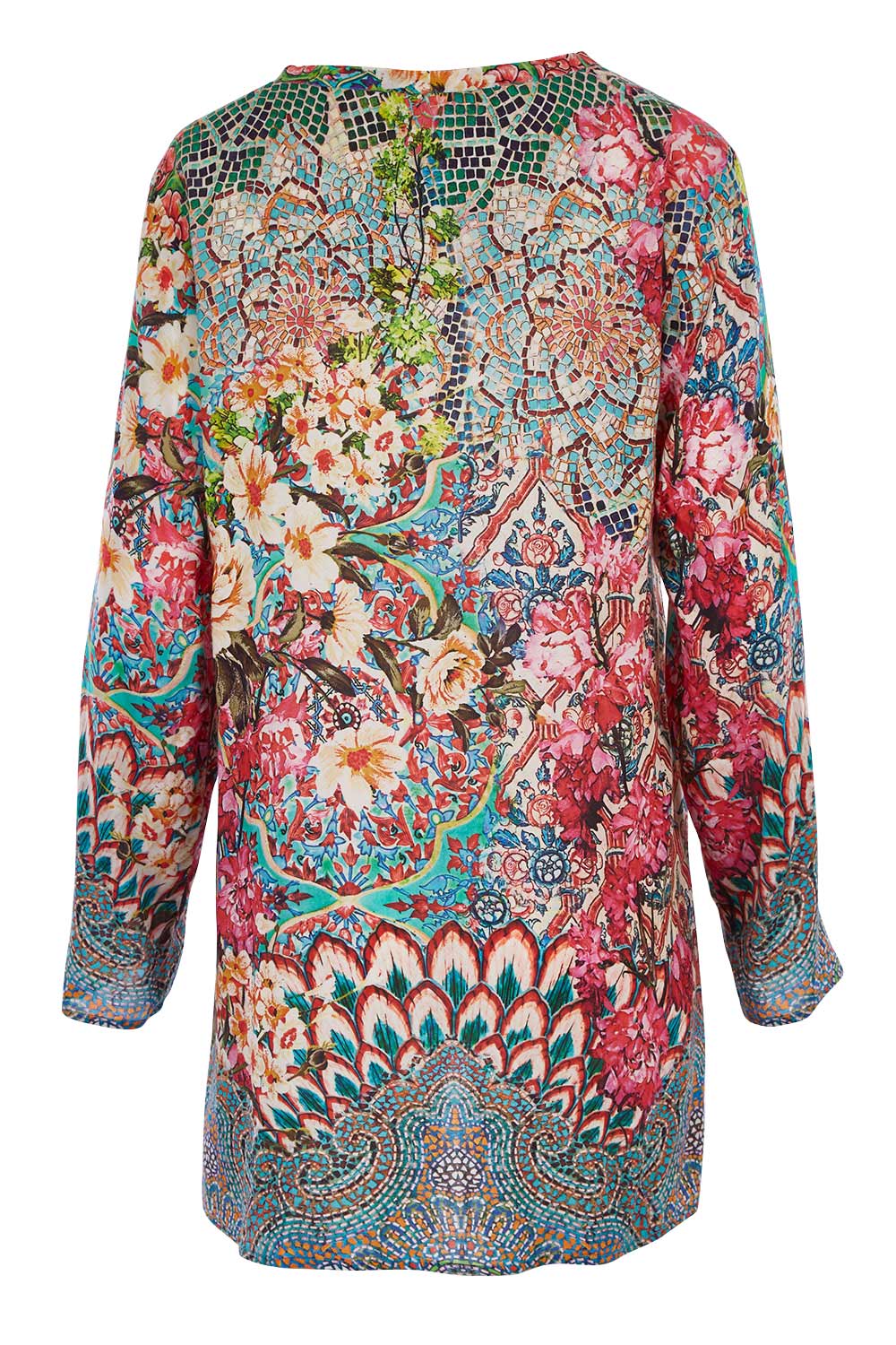 Product shot of the Lindeman Tunic in colour Multi (Pink), from the back