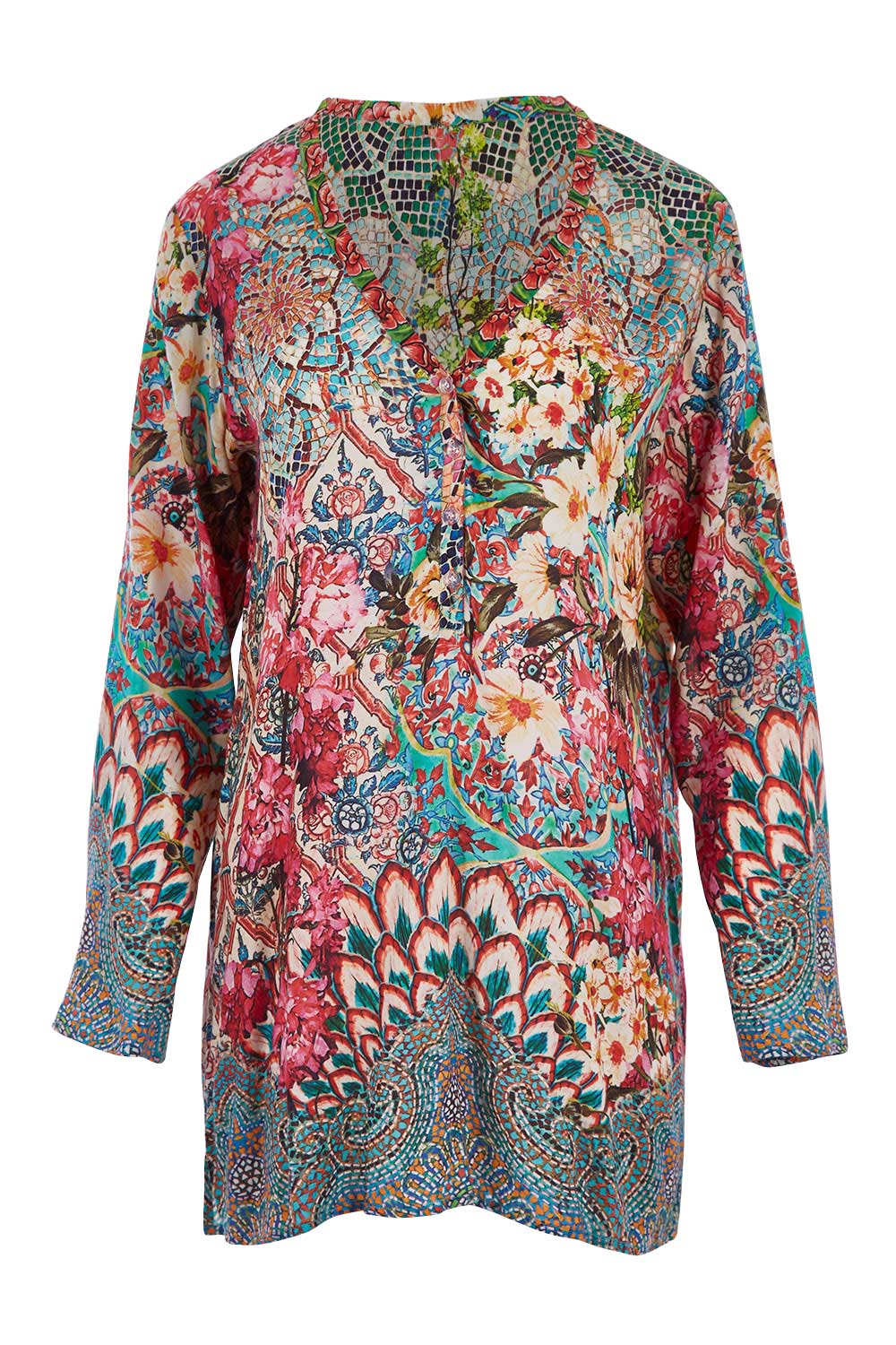 Product shot of the Lindeman Tunic in colour Multi (Pink), from the front