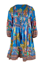 Product shot of the Mika Dress in colour Ocean (Blue), from the front