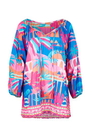 Product shot of the Rowanna Cotton Top in colour Blue (Blue), from the front