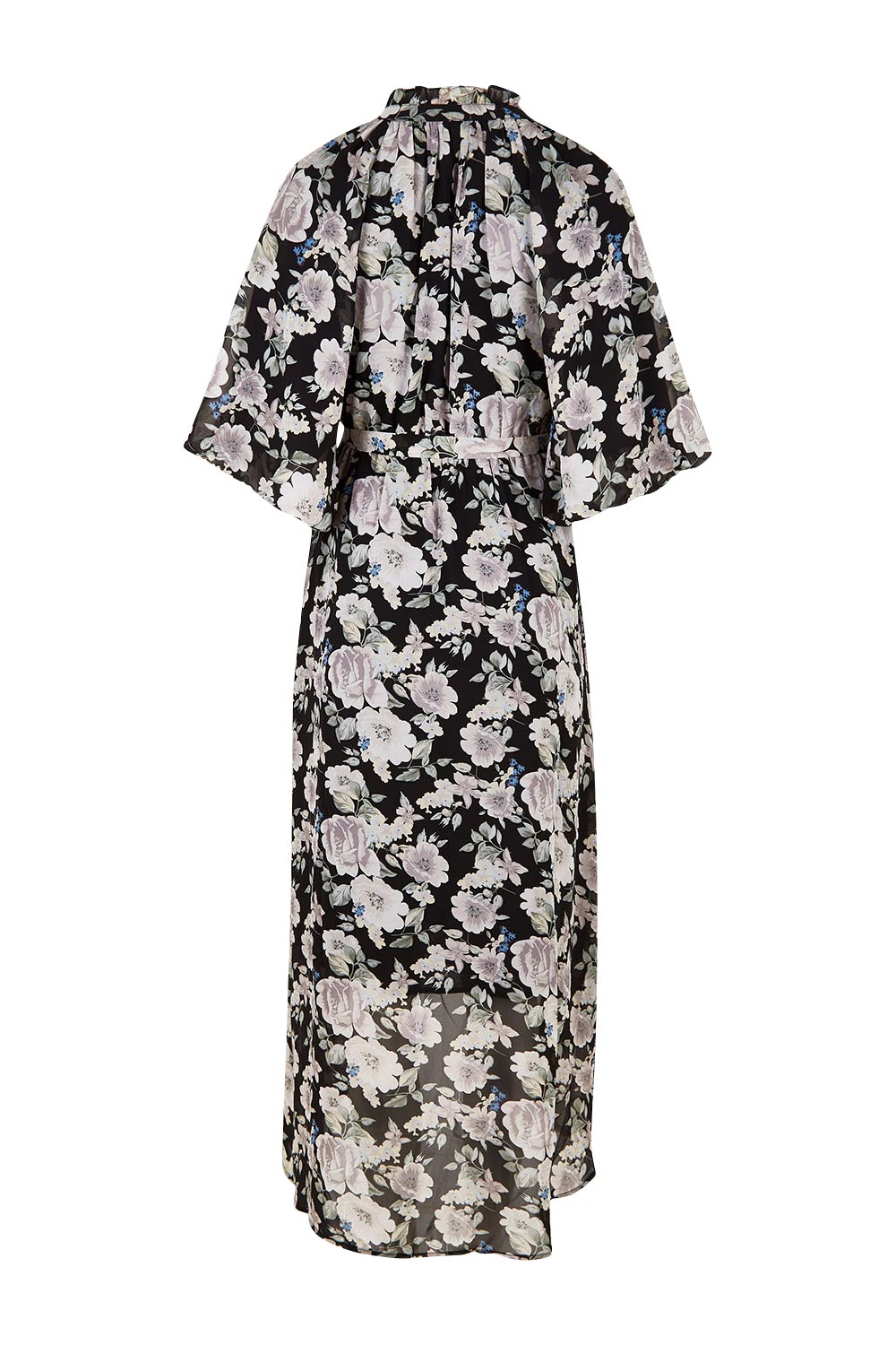Product shot of the Natasha Dress in colour Floral (Black), from the back