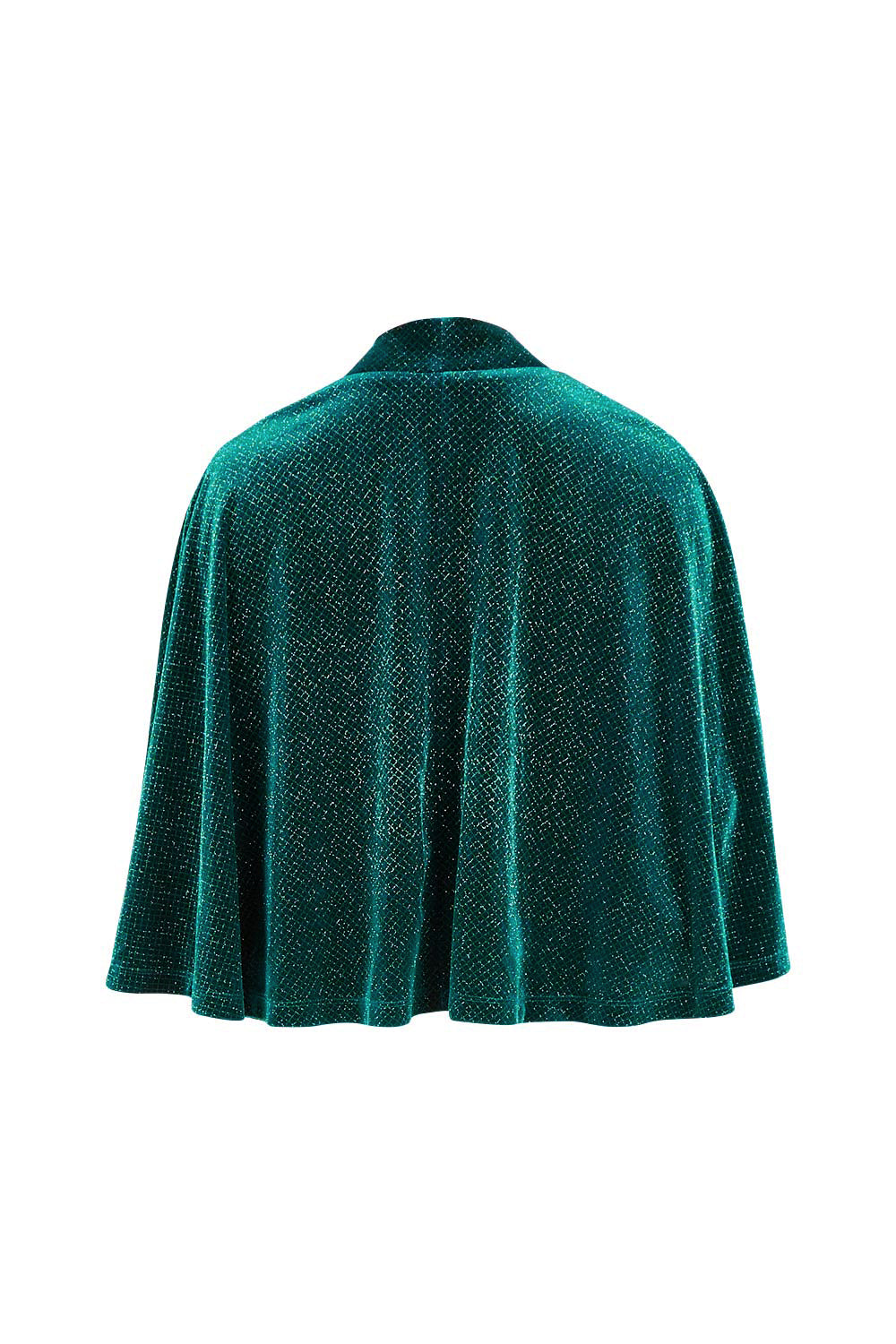 Product shot of the Lynette Velvet Cape in colour Jade (Green), from the back