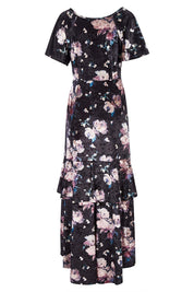 Product shot of the Rebecca Dress in colour WinterRose (Black), from the back