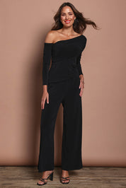 Model Madeline wearing size 10 of the Kristi Pants in colour Black (Black), from the front, showing the whole outfit