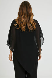 Model Laura wearing size 14 of the Marie Top in colour Black (Black), from the back