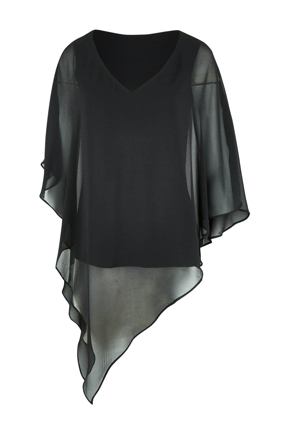 Product shot of the Preloved Marie Top in colour Black (Black), from the front