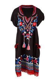 Product shot of the Sao Paulo Dress Nova in colour Floralemb (Black), from the front