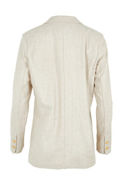 Product shot of the Cotton Linen Longline Blazer in colour Sand, from the back