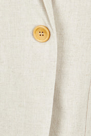 Product shot of the Cotton Linen Longline Blazer in colour Sand, detail