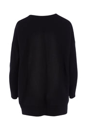 Product shot of the Wool Cashmere Relaxed V Neck Jumper in colour Black (Black), from the back