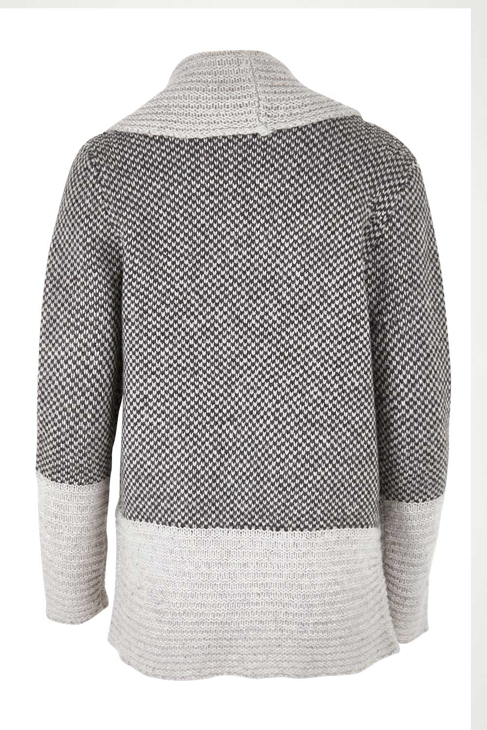 Product shot of the Wool Cocoon Cardigan in colour Grey (Grey), from the back
