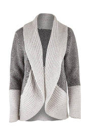 Product shot of the Wool Cocoon Cardigan in colour Grey (Grey), from the front