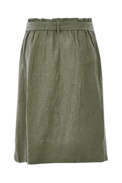 Product shot of the Linen Ain colourline Skirt - Fern (Green), from the back