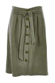 Product shot of the Linen Ain colourline Skirt - Fern (Green), from the front