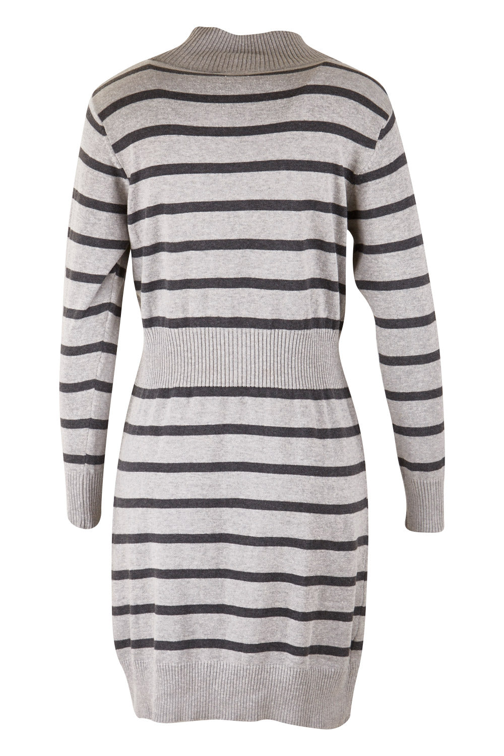 Product shot of the Vermeer Cotton Knit in colour GreyStripe (Grey), from the back