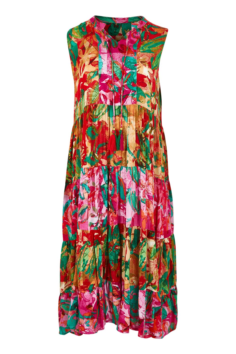 Product shot of the Sleeveless Midi Dress in colour Saopaulo, from the front