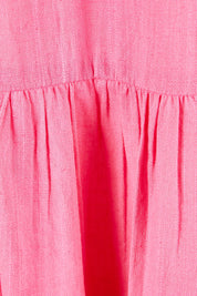 Product shot of the Collared Midi Organic Cotton Dress in colour Rose (Pink), detail