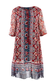 Product shot of the Urbino Print Dress in colour UrbinoPrin (Red), from the front