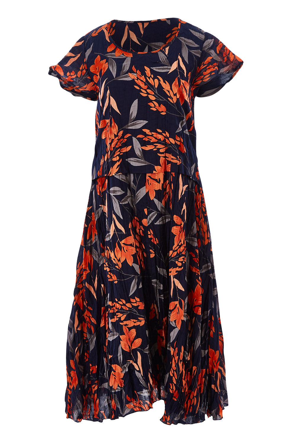 Product shot of the Layer Dress in colour Floral (Blue), from the front