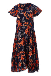 Product shot of the Layer Dress in colour Floral (Blue), from the front