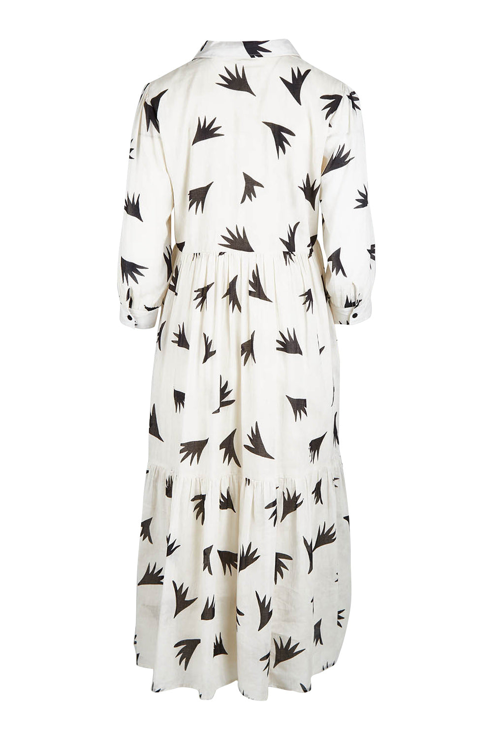 Product shot of the Button Shirt Dress in colour Elegance (White), from the back