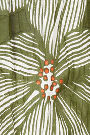 Product shot of the Cotton Tiered Dress in colour Greenprint (Green), detail