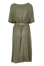 Product shot of the S/S Nice Tie Dress in colour Texgreen (Green), from the back