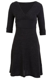 Product shot of the Maree Cross Bust Dress W Tie in colour DkCharcoal (Black), from the front