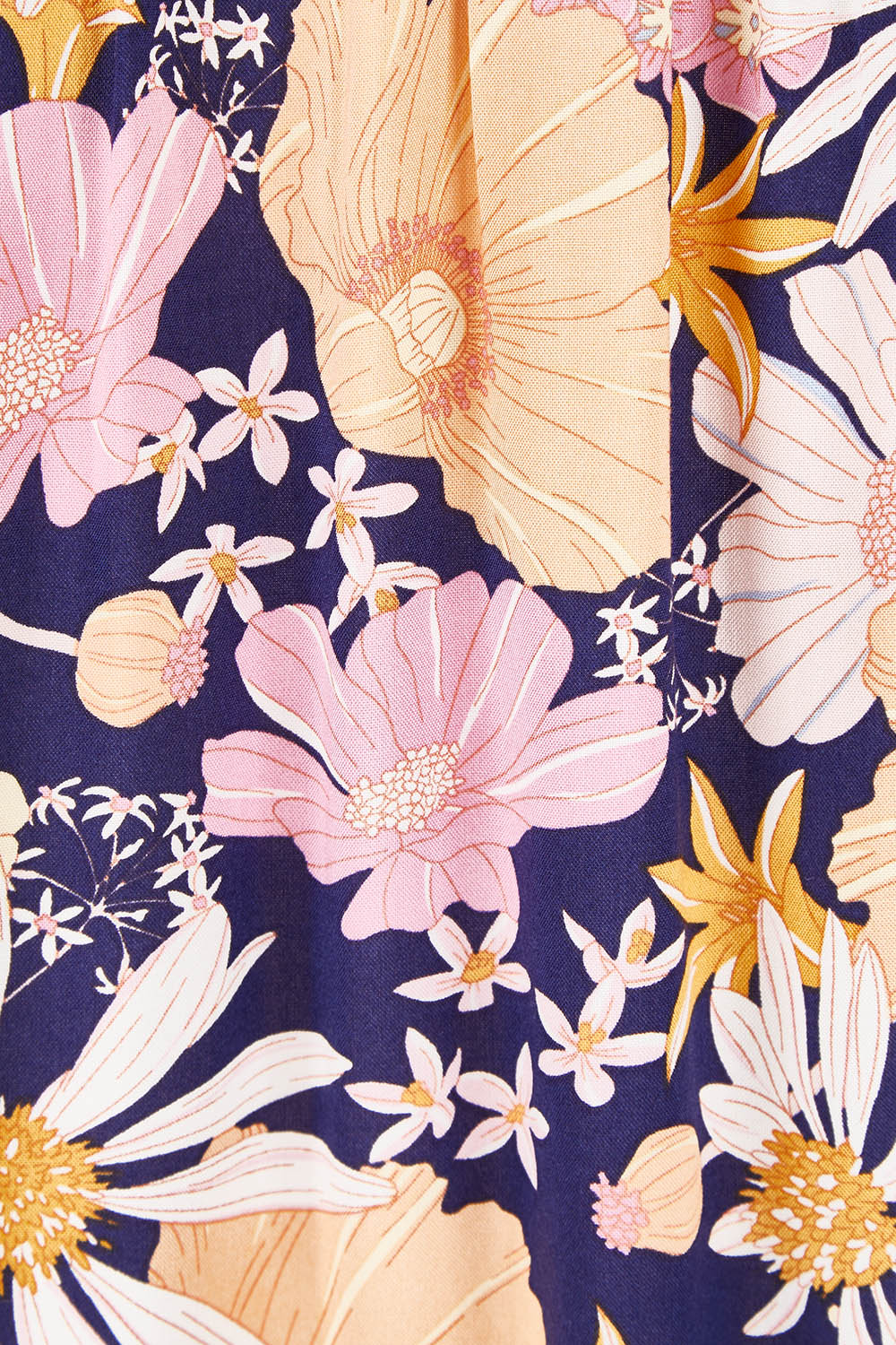 Product shot of the Montana Boho Blouse in colour Navyfloral (Blue), detail