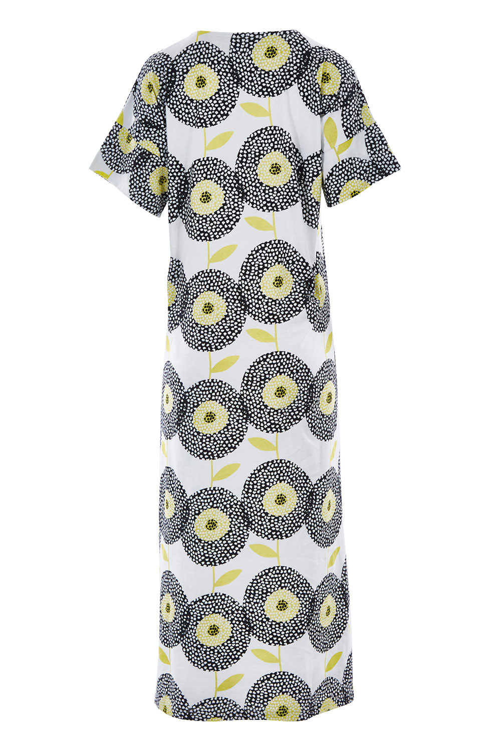 Product shot of the Helg Tee Dress in colour Dotflwr, from the back