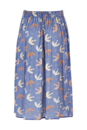 Product shot of the Fri Sjal Skirt in colour Nightingal (Blue), from the back