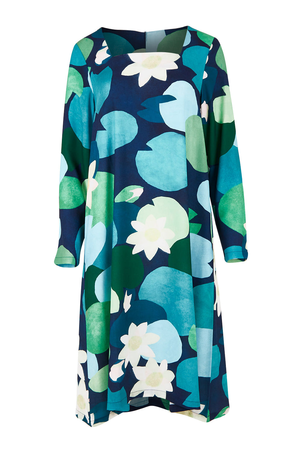 Product shot of the Foralskad Dress in colour Lilyblue (Blue), from the front