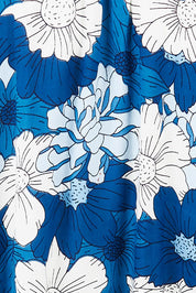 Product shot of the Rosie Maxi Skirt in colour Wallflower (Blue), detail