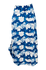 Product shot of the Rosie Maxi Skirt in colour Wallflower (Blue), detail