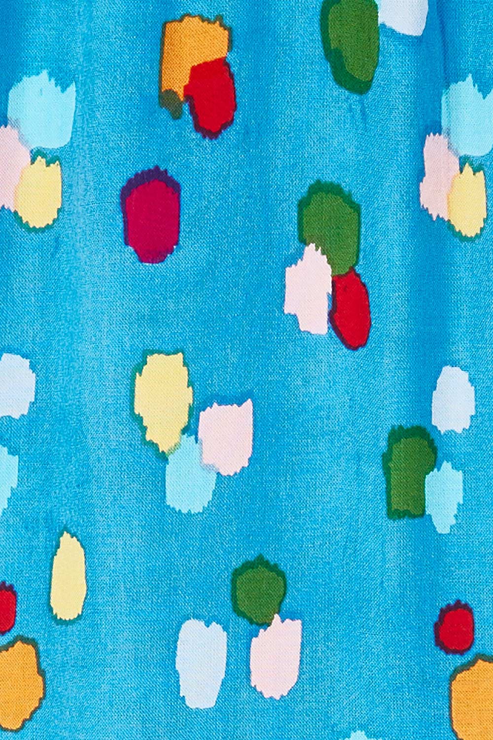 Product shot of the Alice Gathered Dress in colour Speckle (Blue), detail