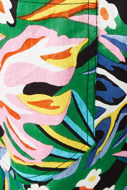 Product shot of the Stella Print Pant in colour Rainforest (Blue), detail