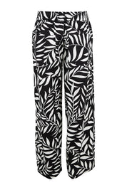 Product shot of the Stella Print Pant in colour Vines (Black), from the back