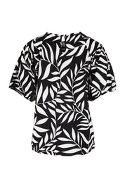 Product shot of the Rachel Bell Sleeve Top in colour Vines (Black), from the back
