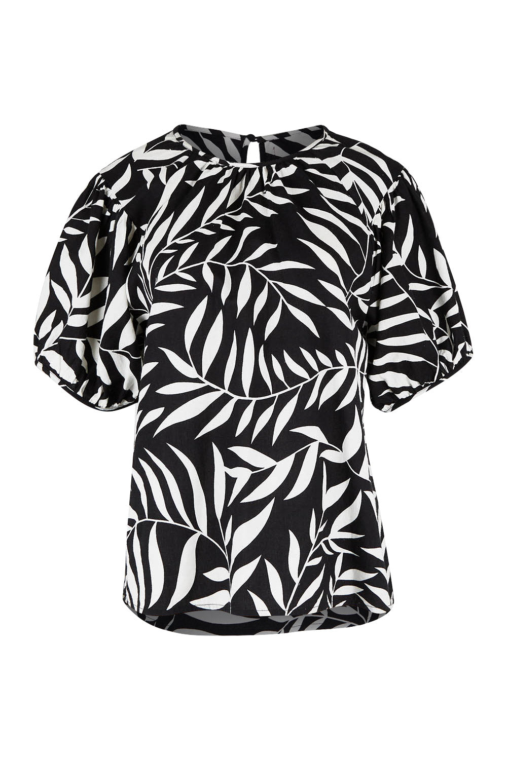 Product shot of the Rachel Bell Sleeve Top in colour Vines (Black), from the front