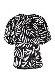 Product shot of the Rachel Bell Sleeve Top in colour Vines (Black), from the front