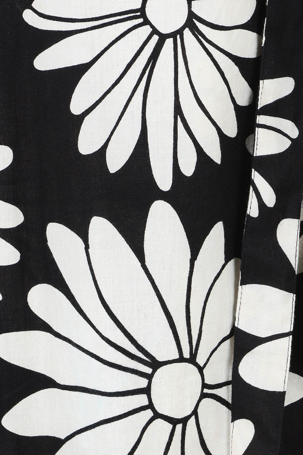 Product shot of the Gloria Cotton Wrap Dress in colour Bolddaisy (Black), detail