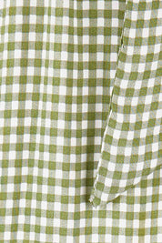 Product shot of the Gingham Reversible Dress in colour Thyme (Green), detail