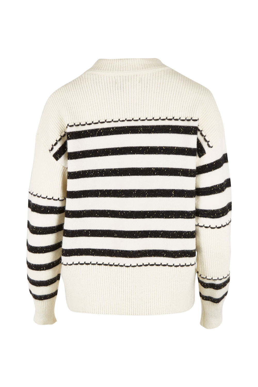 Product shot of the Stripe Detail Knit Jumper in colour Ivory (White), from the back