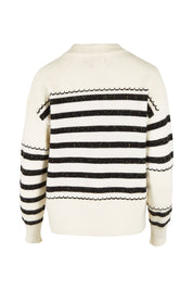 Product shot of the Stripe Detail Knit Jumper in colour Ivory (White), from the back