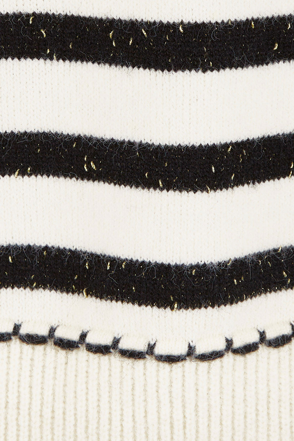 Product shot of the Stripe Detail Knit Jumper in colour Ivory (White), detail