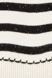 Product shot of the Stripe Detail Knit Jumper in colour Ivory (White), detail